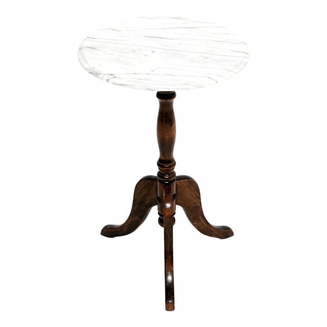 Antique Georgian Marble Top Wine Table, 1950s For Sale