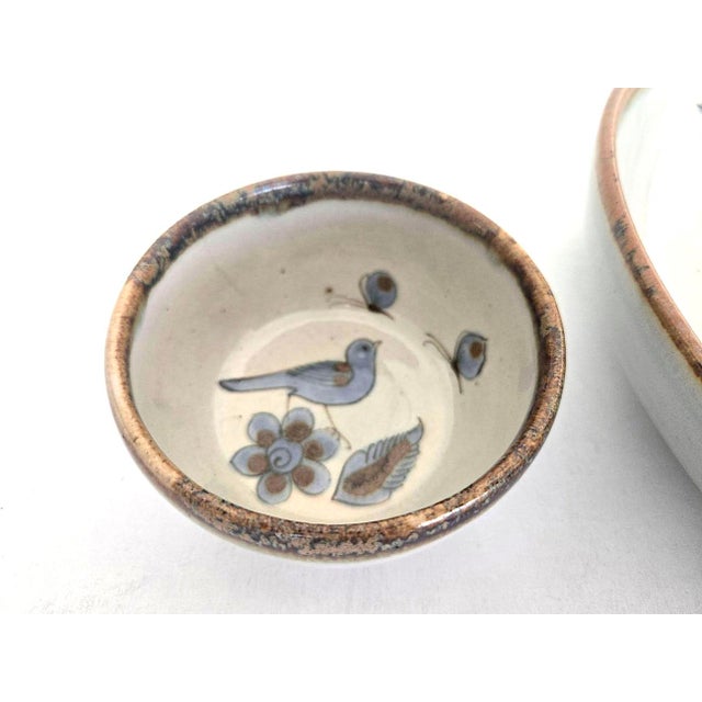 Light Gray 1970s Tonalá Mexico Ceramic Chip and Dip Bowls Designed by Ken Edwards, 2 Pieces For Sale - Image 8 of 15