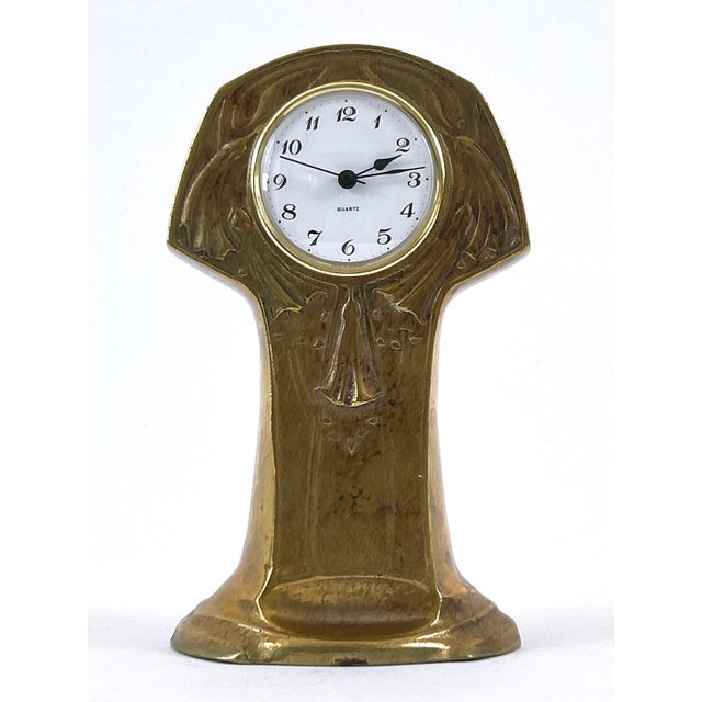 Art Nouveau Brass Mantel Clock, Germany, 1950s For Sale - Image 4 of 18