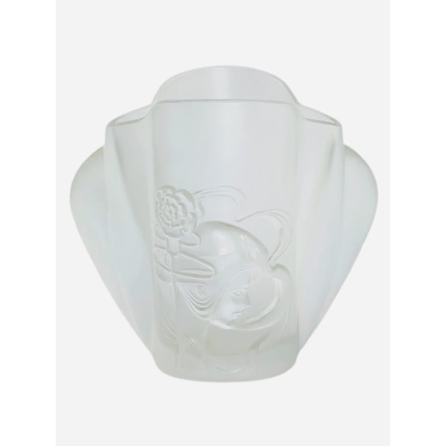 Glass 1980s Art Deco Mario Cioni Crystal Woman Vase For Sale - Image 7 of 7