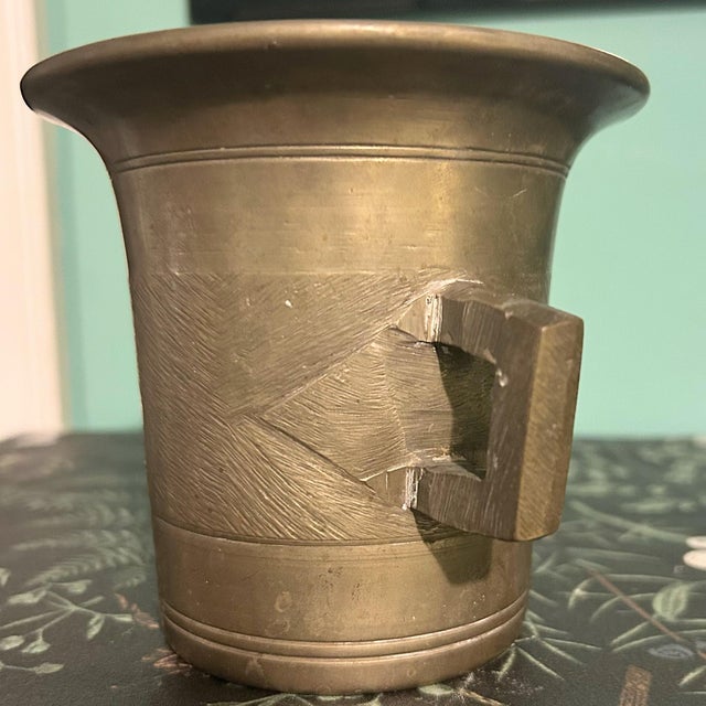 American Vintage Pharmacy Apothecary Brass Mortar For Sale - Image 3 of 12