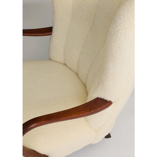 1960s Danish Lambswool Wingback Lounge Chair Attributed to Alfred Christensen For Sale - Image 4 of 4