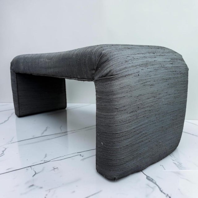 Vintage Sculptural Black Upholstered Waterfall Bench For Sale In Miami - Image 6 of 10