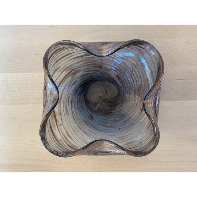Floriform Italian Murano Glass Copper Swirl Bowl For Sale - Image 13 of 13