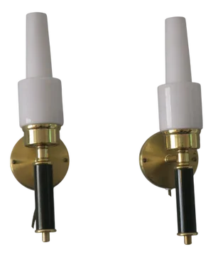 Vintage Swedish Wall Lights in Brass and Glass by C. E. Fors for Ewa Värnamo, Set of 2