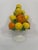 A bright yellow and orange petite 8" Italian ceramic Lemons and Oranges Topiary sitting in a stunning pedestal compote....
