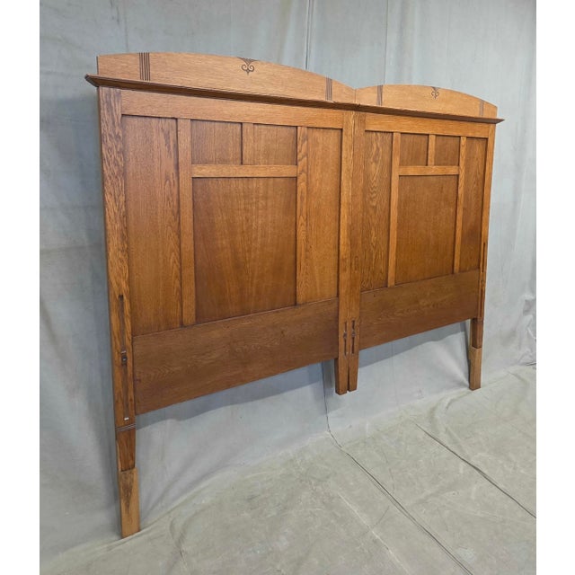 Traditional Antique Oak King Size Headboard, Arts & Crafts Style, Usa, Circa 1920 For Sale - Image 3 of 13