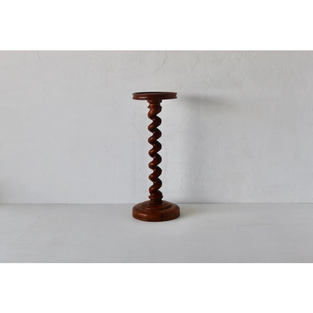 Wood Vintage French Style Barley Twist Wood Side Table Pedestal Mid-Century For Sale - Image 7 of 18
