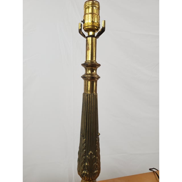 Mid 20th Century 1960s Mid-Century Hollywood Regency Style Amber Glass Table Lamps - a Pair For Sale - Image 5 of 8