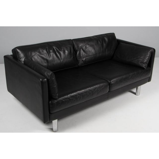 Model 220 2,5-Seater Sofa in Black Leather by Erik Jørgensen For Sale - Image 3 of 8