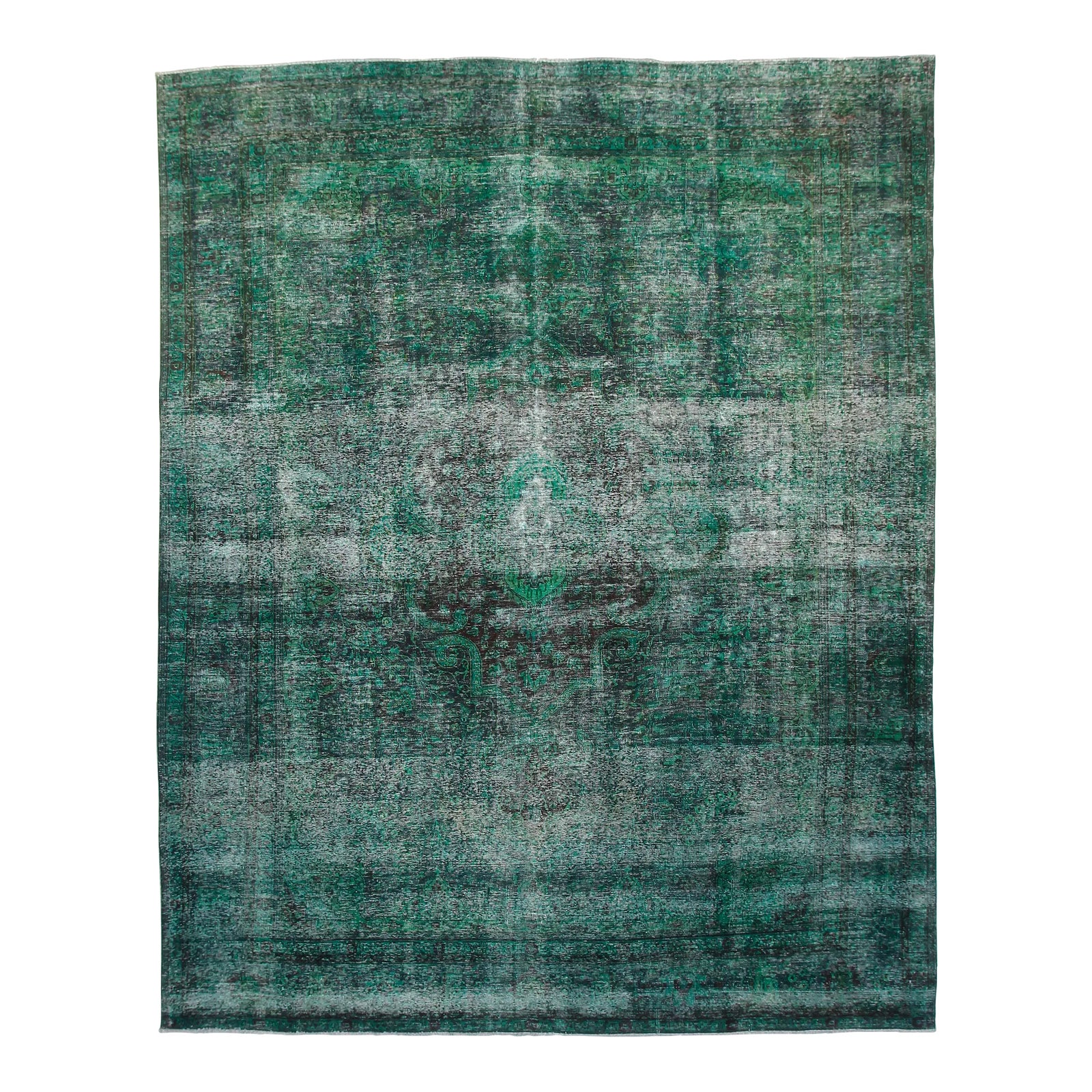 Vintage Rug, Green 2.5x8 | Chairish