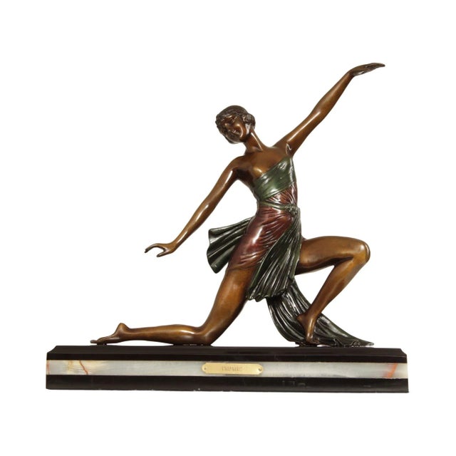 Late 20th Century Art Deco Kneeling Dance Bronze Sculpture After Demetre Chiparus For Sale - Image 13 of 13