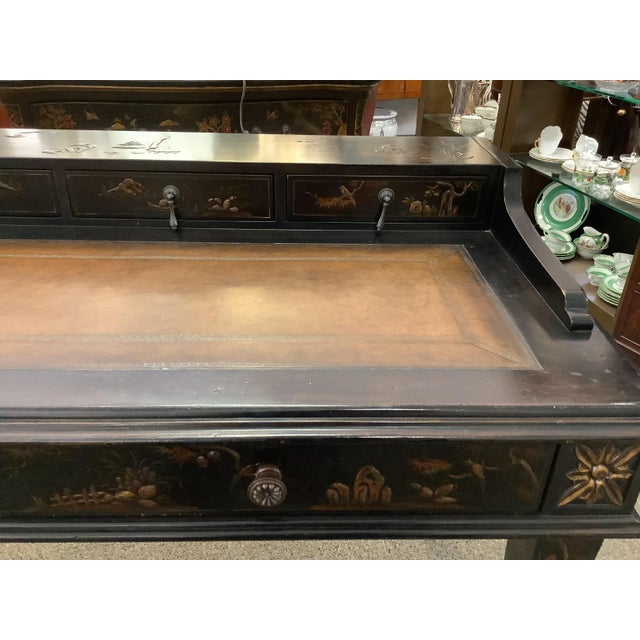 Chinoiserie Black Chinoiserie Writing Desk For Sale - Image 3 of 10