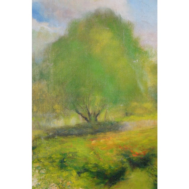 1980s 1982 Chun Hwa Hwang Impressionist Oil Landscape Painting on Canvas, Framed For Sale - Image 5 of 13