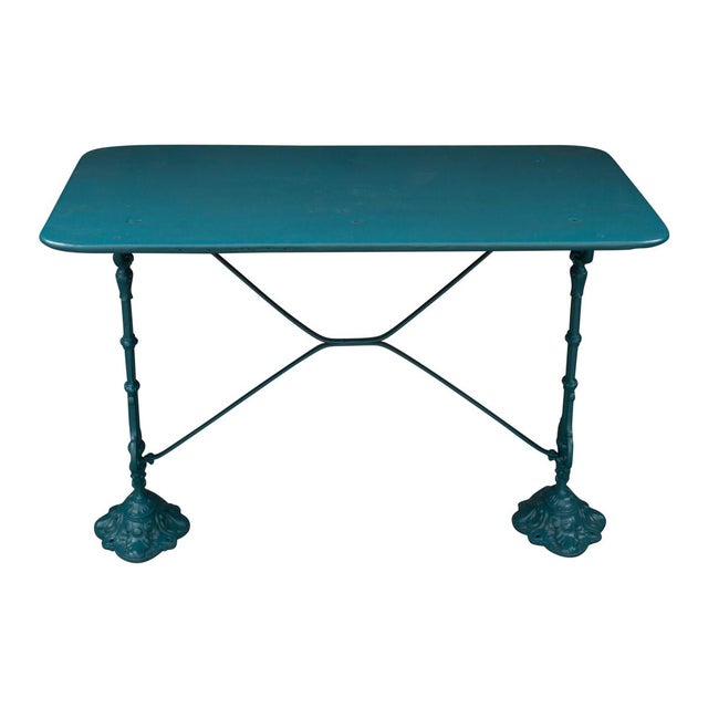 Blue Vintage 20th Century French Iron Bistro Table For Sale - Image 8 of 8