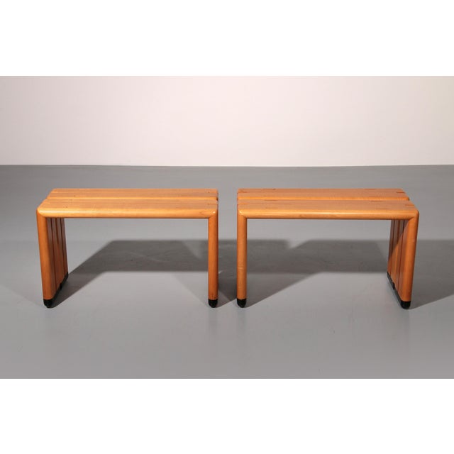 Italian Beechwood Benches, 1960, Set of 2 For Sale - Image 6 of 13