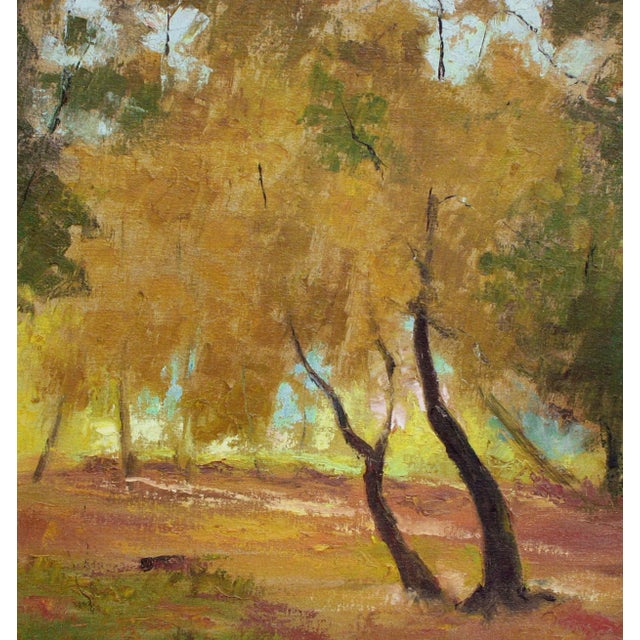 American 1960s Autumn Trees, Mid Century Fall Landscape With Orange & Earthtones by Jon Blanchette For Sale - Image 3 of 5