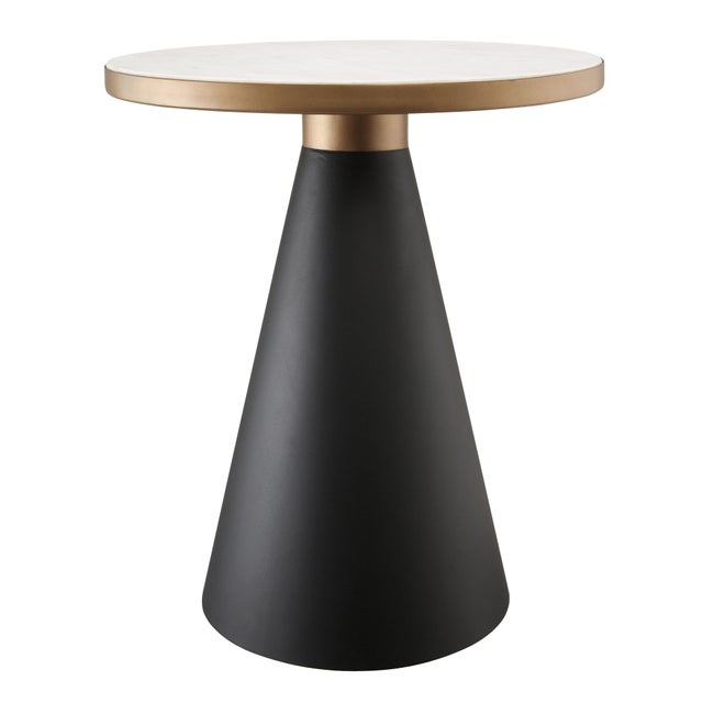 Brimming with refinement, this eye-catching design shows off an elevated white marble top elegantly bordered in gold and...