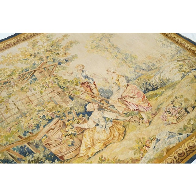 Brown Antique Tapestry 5' x 5'9'' For Sale - Image 8 of 11