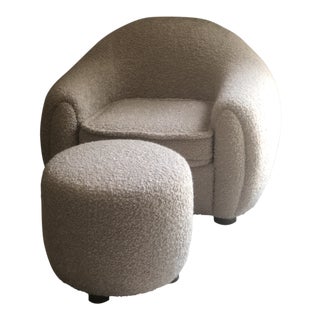 Jean Royere Inspired Chair & Ottoman For Sale