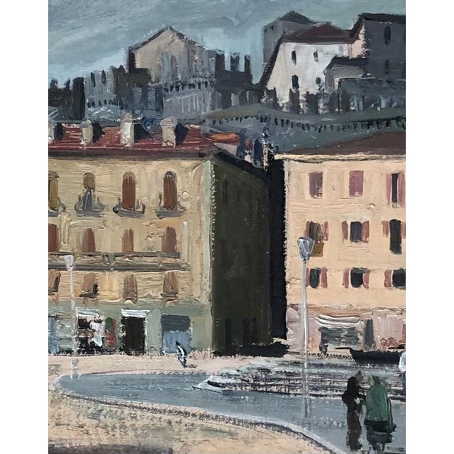 1940s Adrien Holy, La place animée et la Piazza Governo à Bellinzone, 1946, Oil on Canvas, Framed For Sale - Image 5 of 9
