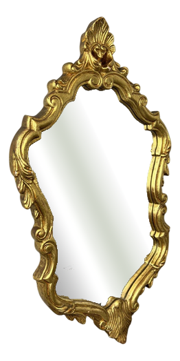 Vintage French Gilt Wall Mirror with Ornate Rococo Frame
