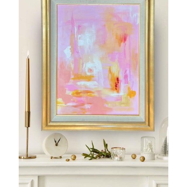 1980s Abstract Painting Pink #3 on Stretched Canvas For Sale - Image 4 of 16