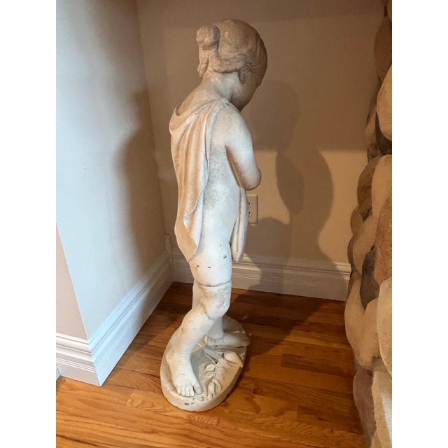 Emil Wolff Carved Marble Child Young Girl Flower 1800s Sculpture For Sale - Image 10 of 13