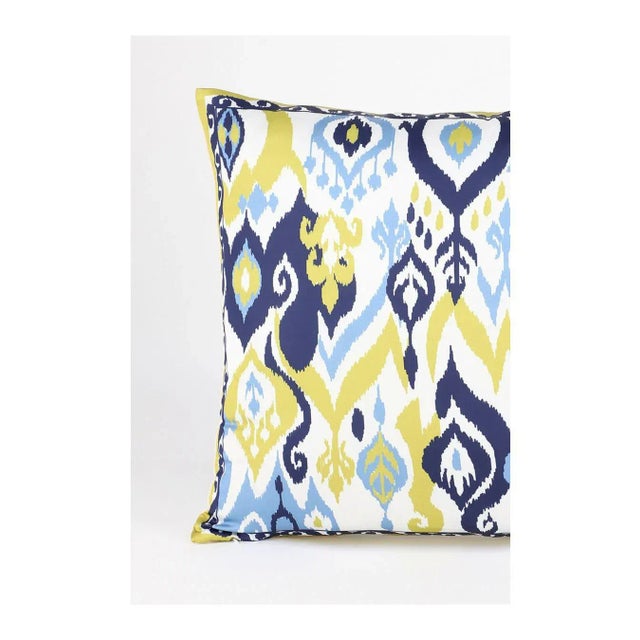Early 21st Century Boho Chic Silk Ikat Ivory Blue Cushion Pillow - a Pair For Sale - Image 5 of 7