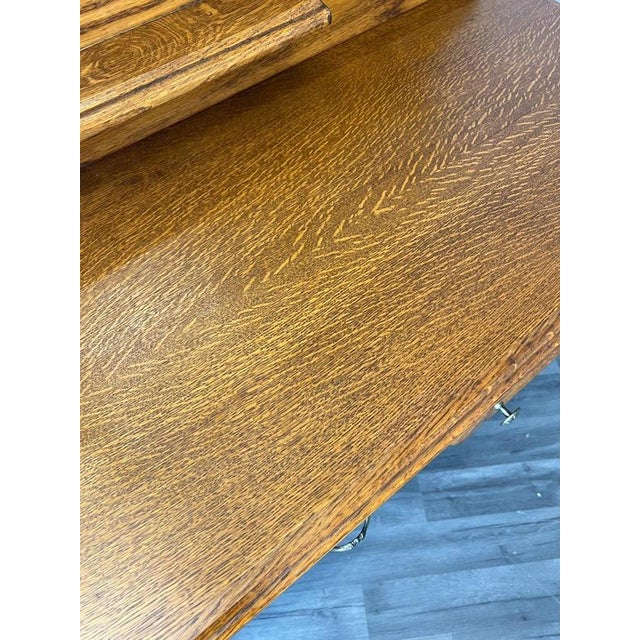 Vintage French Louis Style Oak Dressing Table with Mirror For Sale - Image 6 of 15