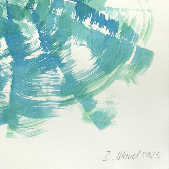 The Blue Green Dress 7 - Abstract Flowy Minimalist Figurative Ink Art on Paper by Bettina Mauel For Sale In Los Angeles - Image 6 of 6