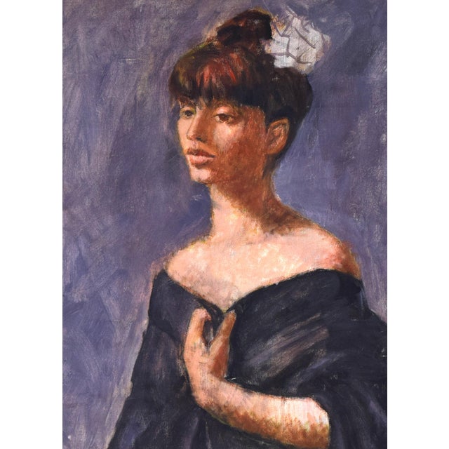 1970s Vintage Modernist Female Portrait Painting For Sale - Image 5 of 7