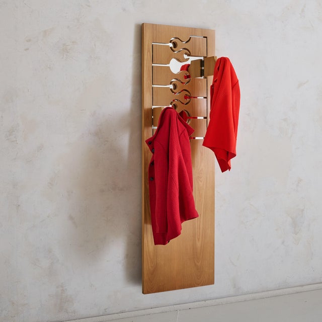 Anonima Castelli Italian Blonde Wood ‘Scorpion’ Coat Rack with Mirror by Anonima Design For Sale - Image 4 of 11