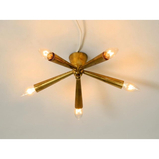 Metal Mid-Century Modern Sputnik Brass Ceiling Lamp with Five Arms, 1950s For Sale - Image 7 of 18