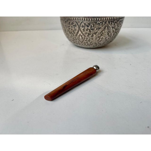 Silver 19th Century Buddhist Singing Bowl in Repousse Silver, Set of 2 For Sale - Image 8 of 14