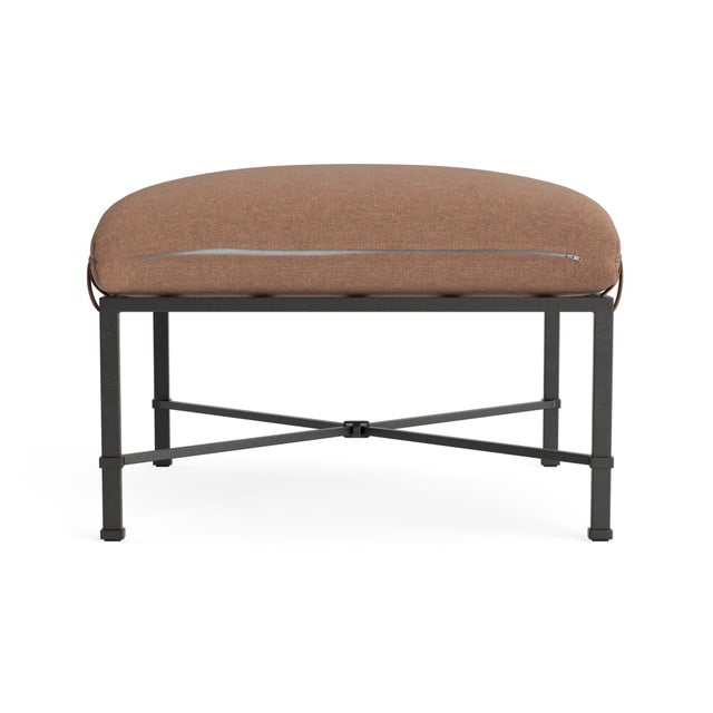 Brown Jordan Brown Jordan Venetian Ottoman, Textured Pewter frame with Fusion Clay fabric For Sale - Image 4 of 11