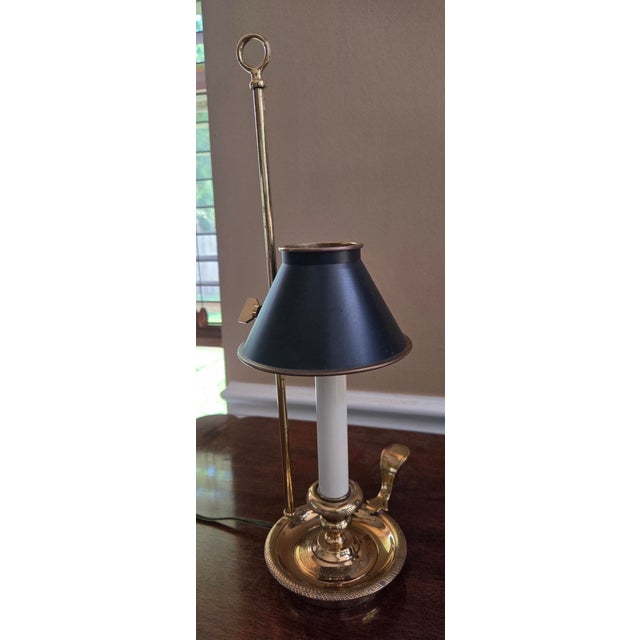 French Mid 20th Century French Candlestick Bouillotte Table Lamp For Sale - Image 3 of 14