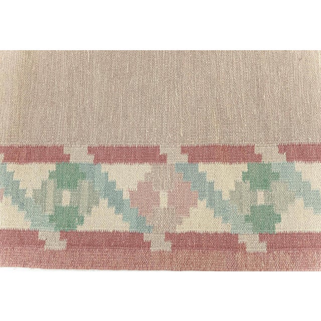 Mid-Century Modern Vintage Swedish Flat-Weave Rug For Sale - Image 3 of 7