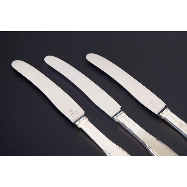 Evald Nielsen, three lunch knives. Model number 14. Elegant lunch knives in sterling silver and stainless steel. Model...