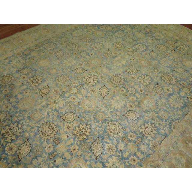 Contemporary Antique Pale Blue Persian Tabriz Rug For Sale - Image 3 of 18