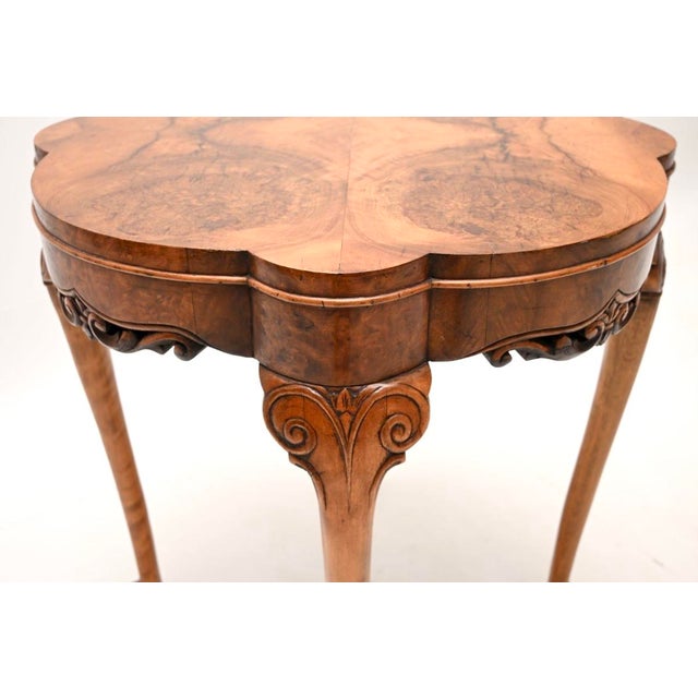 Wood Antique Burr Walnut Occasional Side Table, 1900 For Sale - Image 7 of 8