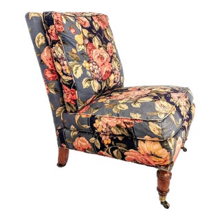 Floral Slipper Chair For Sale