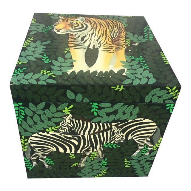 1980s Green Painted Lacquered Animal Box For Sale