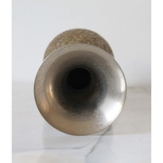 Silver Vintage Hand-Etched Brass Vase For Sale - Image 8 of 8