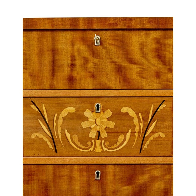 Mid-Century Swedish Birch Inlaid Chest of Drawers, 1950s For Sale - Image 10 of 11