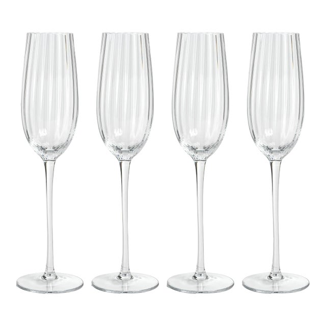 Malden Optic Champagne Flutes - Clear, Set of 4 For Sale