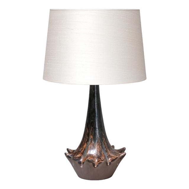 Sculptural Glazed Ceramic Table Lamp from Niels Preben Larsen, Denmark, 1967 For Sale