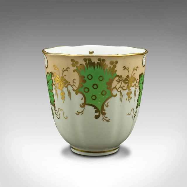 Ceramic 1850s Victorian Set of 4 English Antique Coffee Cups, Bone China, Cup and Saucer For Sale - Image 7 of 11