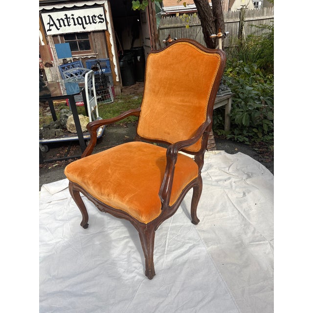 Pair of 18th Century Italian Walnut Upholstered Arm Chairs For Sale In Boston - Image 6 of 11