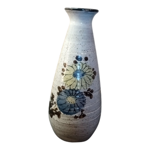 1970s Art Studio Pottery Made in Japan Hand Painted Fluted Vase